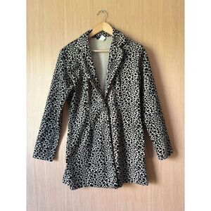 VTG Y2K Entrancy Leopard Print‎ Blazer Jacket Long Sleeve Animal Pattern Coat